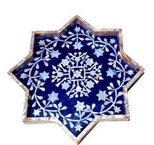 Vente en gros plateau incrusté de nacre plateau à café plateau décoratif de luxe haut de gamme design artistique pour servir mariage - Product Image 2