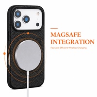 Étui de téléphone en cuir véritable tendance pour la série iPhone 17, compatible avec la charge sans fil magnétique, coque antichoc, logo personnalisé