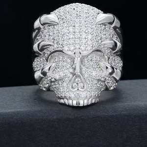 แหวนโครงกระดูกแบบยูนิเซ็กซ์ ประดับเพชรโมอิสซาไนต์ทรงบริลเลียนต์คัท ระดับความสะอาด VVS ตัวเรือนเงินแท้ 925 ชุบทองคำขาว ดีไซน์คลาสสิกสำหรับงานปาร์ตี้ - Product Image 1