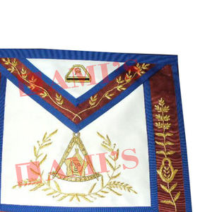 OEM Service Custom Handmade Scottish Rite Lux 14 Degree Masonic Apron With Bullion <b>Wire</b> Embroidery and Sequin Decoration - Product Image 3