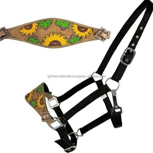 Harnais de cheval en cuir de style western personnalisé, double épaisseur en nylon, fantaisie, disponible en plusieurs couleurs et motifs, accessoires en nickel - Product Image 5