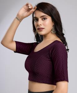 Blusa Informal de Mujer Trendmalls con Cuello de Lazo, Tejido Dobby de Algodón con Elastano Elástico, Lista para Usar (B01-Violeta) - Product Image 5