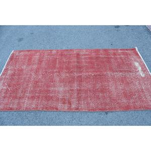 Turkish 3.5x6.8 ft Rug, Vintage Rug, <b>Red</b> Plants & trees Rug <b>Wool</b> - Product Image 3