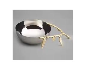 Fantástico diseño de aluminio de color dorado, cuenco para servir, plato de postre de metal para cena, vajilla, cuenco elegante para servir hojas en la India - Product Image 2