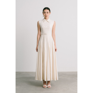 Commande à bon prix en vrac Robes de luxe pour femmes Mode durable ROBE MIDI PLISSÉE EMILIA Étiquettes personnalisées en jacquard de coton à fleurs - Product Image 1