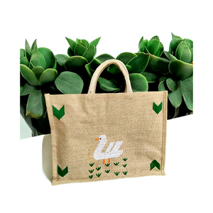 Large Jute Cosmetic Bag with Zipper & Drawstring | Embroidered Eco Friendly <b>Makeup</b> Pouch | Fashionable <b>Storage</b> Case <b>for</b> Travel - Product Image 4