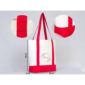 กระเป๋าผ้าแคนวาสสีทึบพร้อมที่จับสีแดง16W X 14H x 5L 12 oz ออกแบบตามต้องการ - Product Image 4