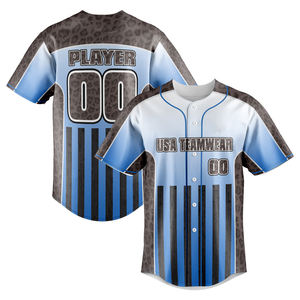 Maillot de baseball américain brodé de vêtements de sport pour hommes en 100% polyester avec boutons complets et design respirant - Product Image 6