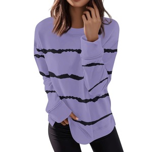 Suéteres de Algodón a Rayas para Mujer, Primavera-Otoño, Sudadera con Capucha de Manga Larga, Jersey Transpirable, Camisetas Casuales - Product Image 6