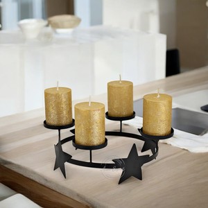 Bougeoir à bougie chauffe-plat moderne en fer avec verre votif élégant finition noire Accent décoratif pour la maison et la décoration festive - Product Image 3