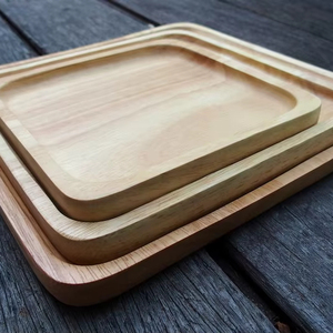 Vaisselle décorative rectangulaire en bois massif véritable naturel, plateau de service à fruits, plateau de service à café, plateau de service à café - Product Image 1