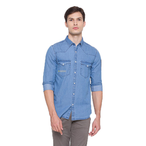 Meilleures ventes 100% chemises en jean en coton Design moderne unique Stand Style Premium Confortable Taille 6XL Logo professionnel personnalisé - Product Image 6