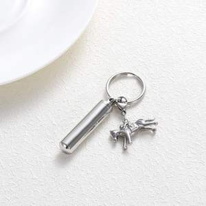 Keychain horse Small Aluminium Tiny <b>Keepsake</b> Urns Jewelry Tube Cylinder Urn Necklace for <b>Ashes</b> Urn Pendant for Women Custom Size - Product Image 3