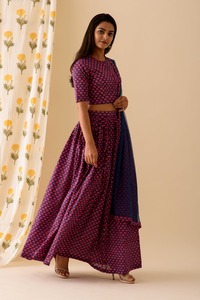 Ensemble Lehenga bleu marine style indien mode qualité Kurti et pantalon du fabricant indien - Product Image 5