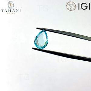 Piedras Preciosas de Granate YAG Paraíba Cultivadas en Laboratorio AG, Corte Briolette, para Joyería, Certificadas por IGI, Sueltas, 5x7mm-8x10mm, Perlas Azules - Product Image 2