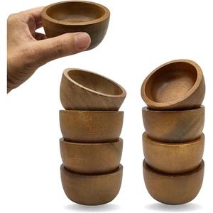 Cuenco redondo de madera hecho a mano clásico, cuenco grande de madera de acacia para servir para frutas, característica de cocina pulida, uso de boda - Product Image 4