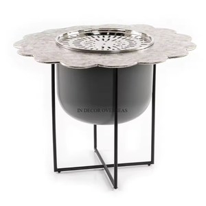 Diseñador de arte creativo moderno Diseño de lujo de metal resistente con recubrimiento en polvo de color único Dallah con soporte de color negro de la India - Product Image 4