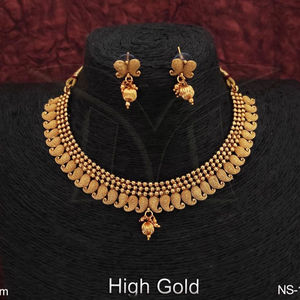 Beautiful Designer <b>Antique</b> <b>Jewellery</b> High <b>Gold</b> Plated Necklace Set - Product Image 1