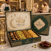 Boîte à dattes personnalisée AT PACK pour l'Aïd Moubarak, pliable, pour desserts sucrés, cadeau, emballage pour fête de l'Aïd musulman