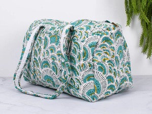 Bolsa de Viaje Deportiva Acolchada de Algodón Ecológico Hecha a Mano, Diseño Floral, Gran Capacidad, Duradera, de Lujo, para Fin de Semana - Product Image 6