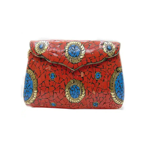 Lowellcraft Indian Supplier's Latest Arrival Good Selling Metal Flap <b>Clutch</b> <b>Bag</b> Stone Pattern Evening/<b>Wedding</b> Casual/Office Use - Product Image 1