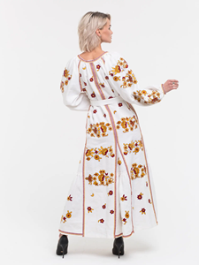 Hermoso Vestido Bordado Floral Ucraniano para Mujer con Mangas Largas, Estilo Bohemio, Bordado a Máquina Elegante - Product Image 4