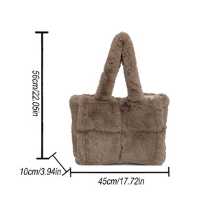 กระเป๋าถือกันน้ำสำหรับฤดูหนาว หรูหรา นุ่มฟู สะพายไหล่ ขนเท็ดดี้ ขนเชอร์ปา แบบสะพายข้าง มีเชือกผูกปิด สำหรับผู้หญิง - Product Image 2