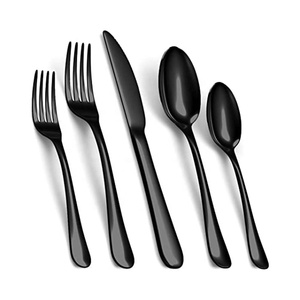 Unique Stainless Steel Royal <b>Black</b> Dinner Restaurant Flatware Set Metal Reusable Wedding Use <b>Gold</b> Plated <b>Cutlery</b> Set - Product Image 4