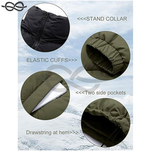 แจ็กเก็ตขนปลาปักเป้าสำหรับผู้ชายในฤดูหนาวมีกระเป๋ามีซิปคอตั้งดีไซน์เป็นฟองแนวย้อนยุค - Product Image 5