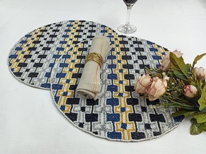 Beaded Embroidery Coaster and <b>Placemat</b> Set Handmade Eco-Friendly Luxury Wedding Home Decor - Product Image 4
