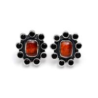 Meistverkaufte Massiv 925 Sterling Silber Damen-Schmuck Großhandel Einfache Designer Modische Ohrstecker mit Bernstein & Schwarzem Onyx