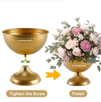 Vase à fleurs en métal martelé de luxe professionnel, centre de table doré pour arrangements floraux, maison, hôtel, mariages et fêtes