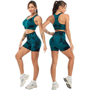 Ensembles d'entraînement pour femmes 2 pièces sans couture solide respirant soutien-gorge de sport Shorts serrés course Fitness tenue Yoga Gym costume pour adultes - Product Image 4