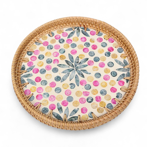 Plateau de service en rotin écologique fait à la main avec nacre pour le service quotidien des aliments et la table à manger à la maison - Product Image 2