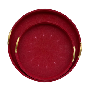 DAPHOCO Model 037 Commercial Grade Shagreen <b>Round</b> <b>Serving</b> <b>Tray</b> with Handles for Tea Coffee Home Decor - Product Image 4