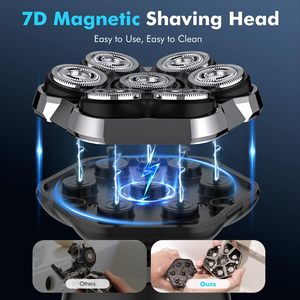Rasoirs électriques à tête magnétique pour hommes chauves, étanches IPX7, avec écran LED, rechargeables, rotatifs, fonctionnement allemand - Product Image 4