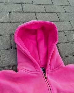 Sweat à capuche zippé oversize pour hommes avec impression de lettres vintage Manches longues lourdes Streetwear Hip Hop Vente en gros pour la saison d'hiver - Product Image 5