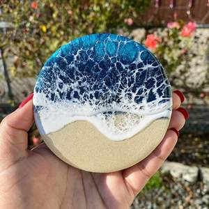 Ensemble de 4 sous-verres en bois de résine, design moderne multi-formes poli, écologique, personnalisé, bar, cuisine, maison, anniversaire - Product Image 3