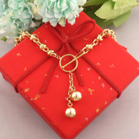 Colliers en gros plaqués or 18 carats avec fermoir à bascule, chaîne à maillons tendance avec sphères pendantes, bijoux pour femmes pour mariage et anniversaire
