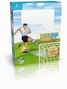 Tirelire électronique en plastique avec design de terrain de football et fonction de joueur qui frappe des pièces - Product Image 2