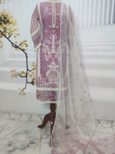 Nouveau Dernières Femmes Causal Pakistanais Fantaisie shalwar Kameez Mode Femmes Pakistanais Costume Imprimé Pelouse Chemise Dupatta - Product Image 3