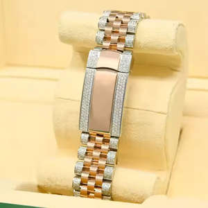 Reloj de Lujo Unisex de Alta Calidad con Movimiento Mecánico de Cuarzo Miyota, Resistente al Agua, con Cristal Analógico, Diamantes Moissanite y Acero Inoxidable de 20 mm, Color Marrón - Product Image 4