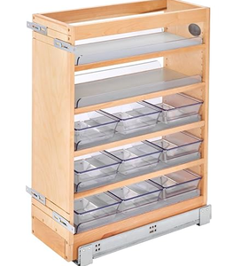 Cesta extraíble de madera para despensa con marco de cierre suave - Product Image 3