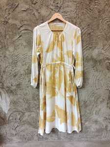 Camisa Ecológica Vintage Midi con Estampado Floral, de Fibra de Bambú, Cuello Mao, Manga Larga, Cintura Ajustable, Tejida para Uso Diario - Product Image 1
