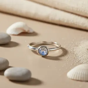 แหวนเงินแท้ 925 ประดับด้วยบลูมูนสโตน สำหรับผู้หญิง เครื่องประดับอัญมณีสุดหรู - Product Image 2