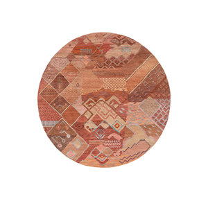 Alfombras Manchaha de Lana y Seda de Bambú Anudadas a Mano, Diseño de Parches Rojos y Naranjas para Uso Doméstico-Les-2069 - Product Image 1