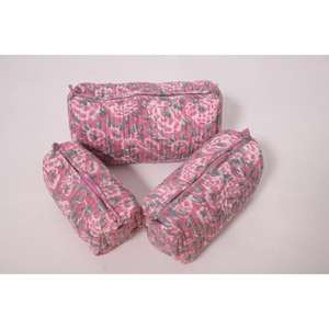 Organizador de Maquillaje de Algodón Indio, Duradero, Portátil, de Gran Capacidad, con Estampado, con Cierre para Bolsa de Viaje - Product Image 4