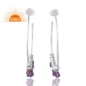 Hot Selling 925 Sterling Silver Natural Amethyst Gemstone Dangle <b>Earring</b> Custom Jewelry Manufacturer - Product Image 1
