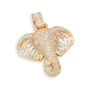 Bijoux animaux personnalisés pendentif à breloque visage d'éléphant en diamant naturel micro-pavé en or 14K Hip Hop bijoux pour hommes - Product Image 2