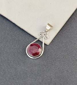 Tendance 925 argent Sterling rubis pierres précieuses Solitaire pendentif bijoux à la main plaqué or Rose lunette ensemble Boho Style femmes - Product Image 2